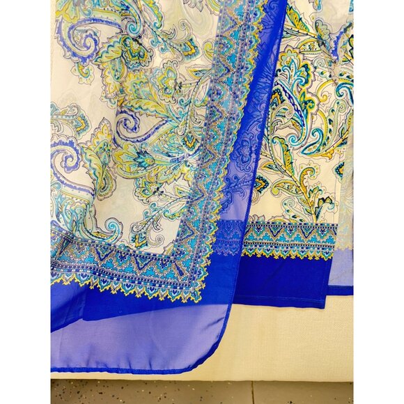 Susan Graver Womens Maxi Wrap Skirt Size S  Blue Paisley Boho Overlay Chiffon - Picture 8 of 16